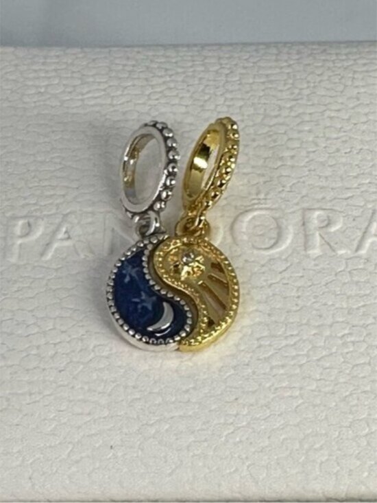 Pandora Jewelry - Authentic Pandora Two-tone Splittable Sun & Moon Dangle Charm